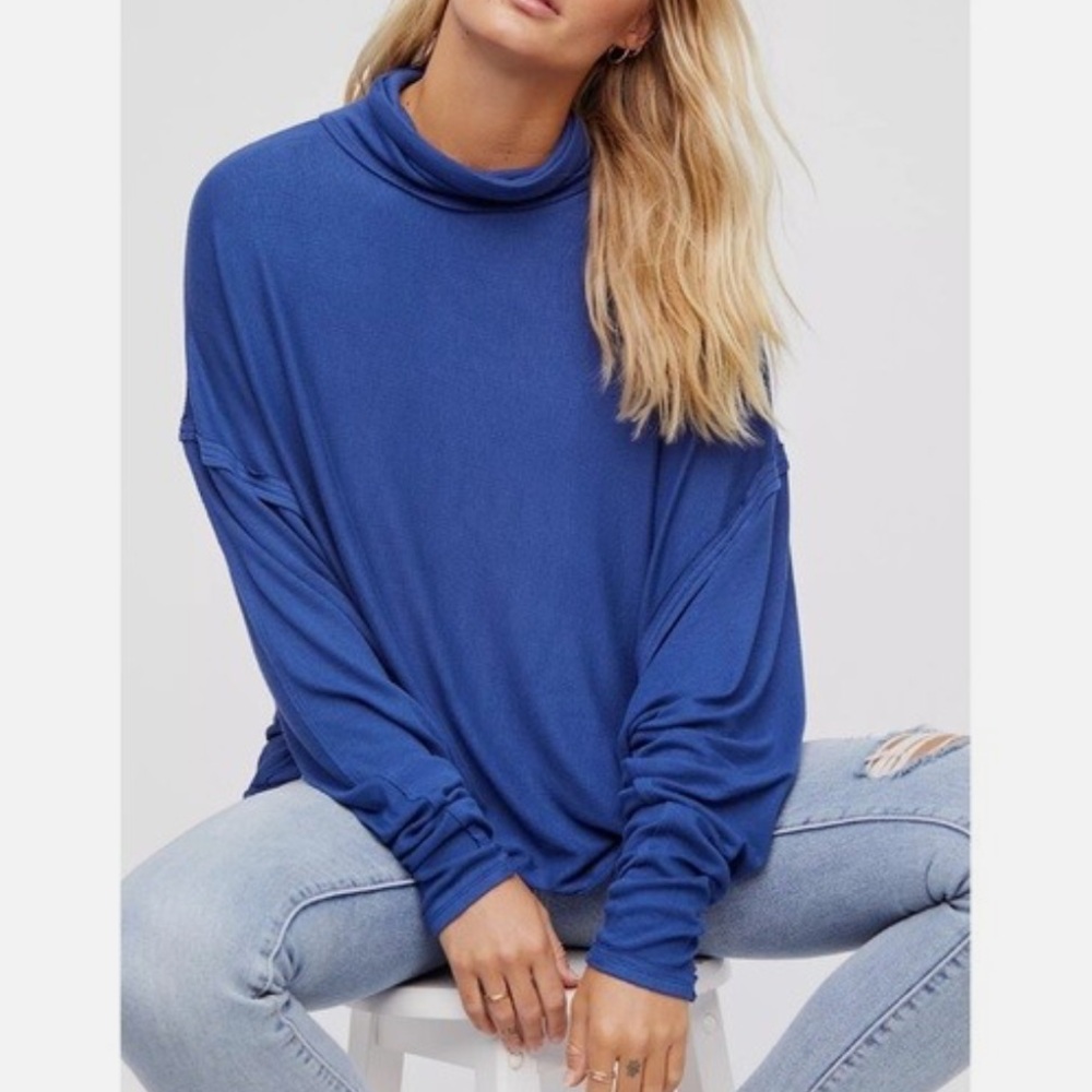 We The Free Royal Blue Cowl Neck Sweater